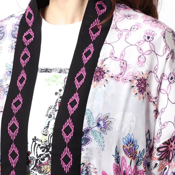 DESIGUAL NWT $159 Williamson Fringed Floral Kimono Top Size XS - Picture 5 of 12